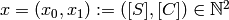 x = (x_0, x_1) := ([S], [C]) \in \mathbb{N}^2